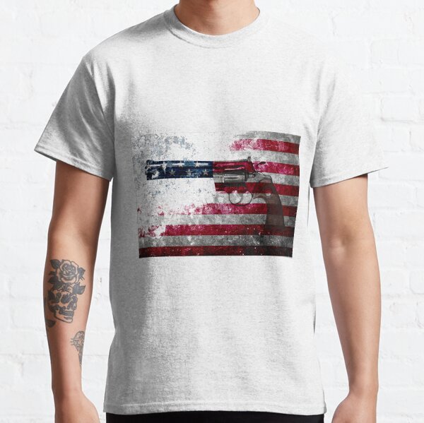 Colt Python 357 Mag On American Flag Classic T-Shirt