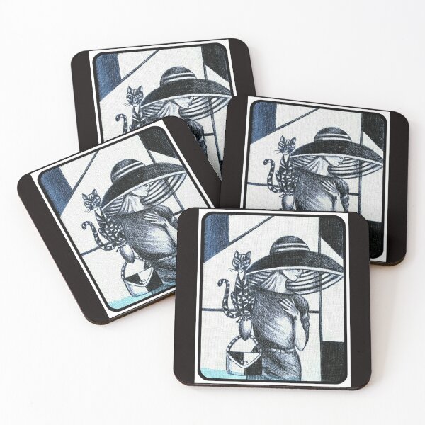 Item preview, Woman with Cat (4 Black & White) designed and sold by PaniaBrown.