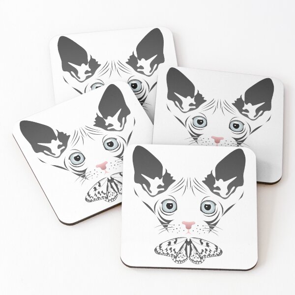 Item preview, "Big Ears, Big Eyes, and a Moth" Cat Face White  designed and sold by StairiArt.