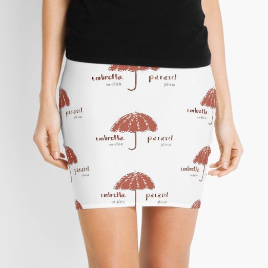 Red and White Floral Umbrella Mini Skirt