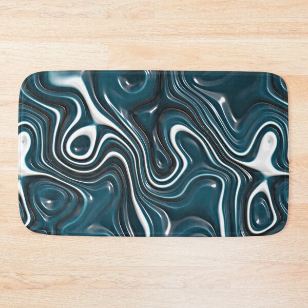 Item preview, Modern Teal Blue White 3D Liquid Swirls Pattern designed and sold by LC Graphic Design Studio.
