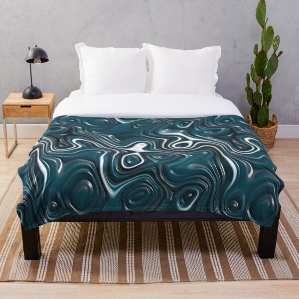 Item preview, Modern Teal Blue White 3D Liquid Swirls Pattern designed and sold by LC Graphic Design Studio.
