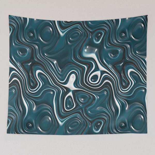 Item preview, Modern Teal Blue White 3D Liquid Swirls Pattern designed and sold by LC Graphic Design Studio.