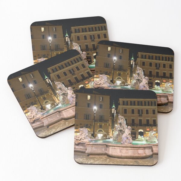 Item preview, Fountain of Neptune in the Piazza Navona at night - Rome, Italy designed and sold by Ulysse Pixel.