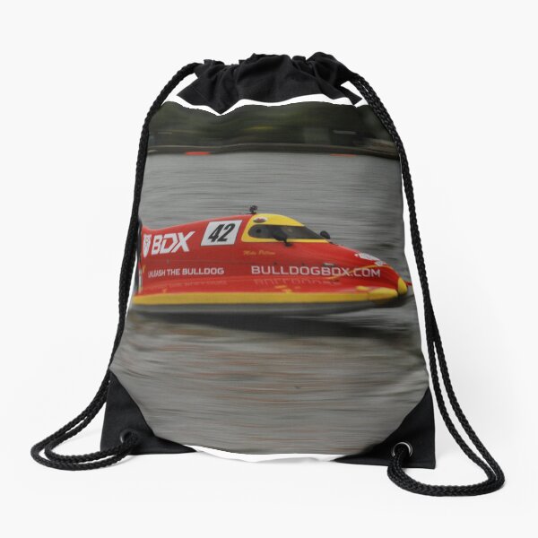 Powerboat Racing at Oulton Broad - Formula 4 - Mike Pillow Drawstring Bag