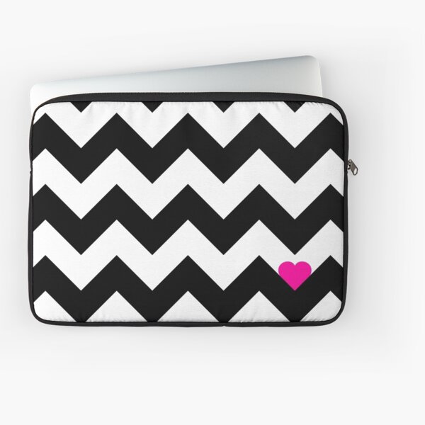 Heart & Chevron - Black/Pink Housse d'ordinateur