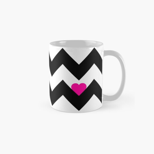 Heart & Chevron - Black/Pink Classic Mug