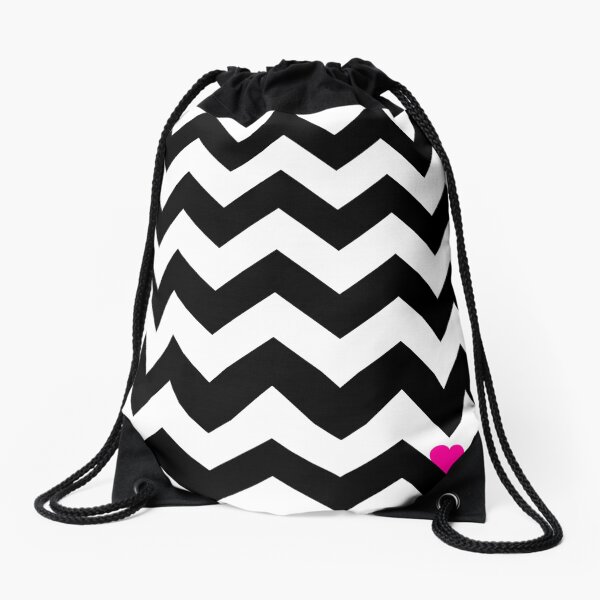 Heart & Chevron - Black/Pink Sac à cordon