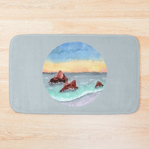 Item preview, Seascape at Sunset - Round - Watercolour Painting designed and sold by Pattokarts.