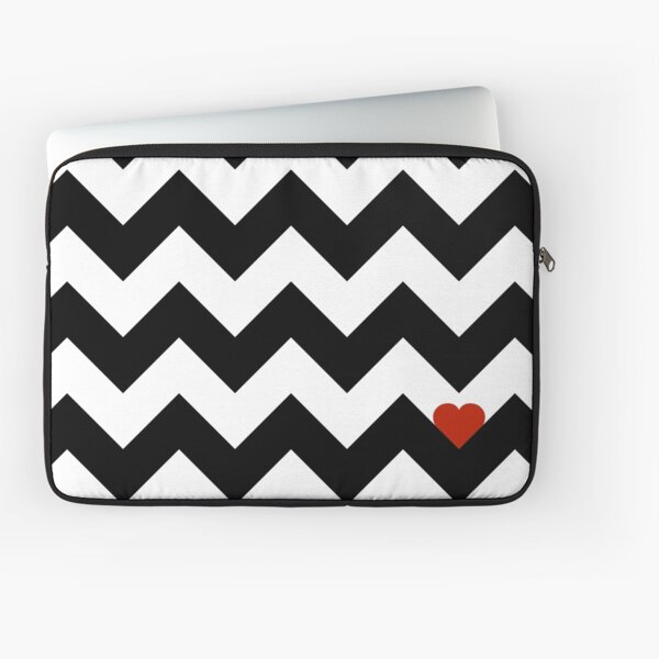 Coeur et Chevron - Noir / Rouge Classique Housse d'ordinateur