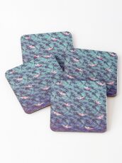 Japanese waves and paper boats Coasters