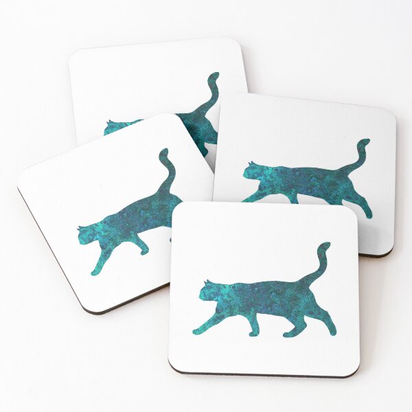 Item preview, Aqua textured cat silhouette - stalking designed and sold by qlobba.