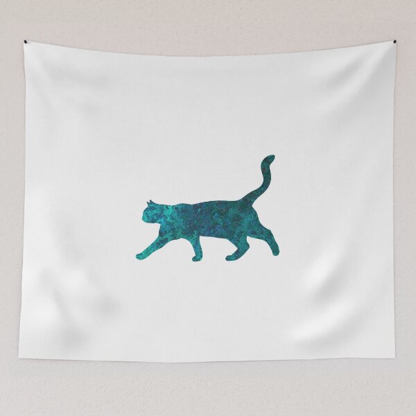 Item preview, Aqua textured cat silhouette - stalking designed and sold by qlobba.