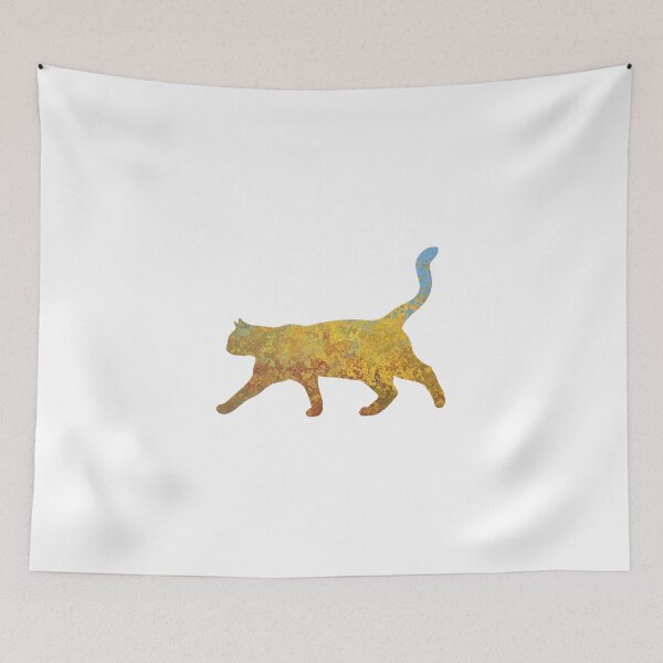 Item preview, Rust - gold/blue textured cat silhouette - stalking designed and sold by qlobba.