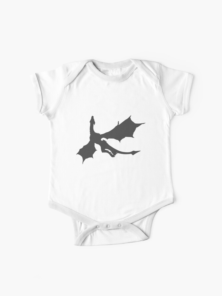 Dragon Flying Silhouette Simple Fantasy Design In Grey Baby One Piece By Hypedesigns19 Redbubble