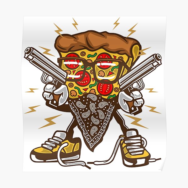 “Pizza Gangster Cartoon Drawing” Poster for Sale by masum8282 | Redbubble