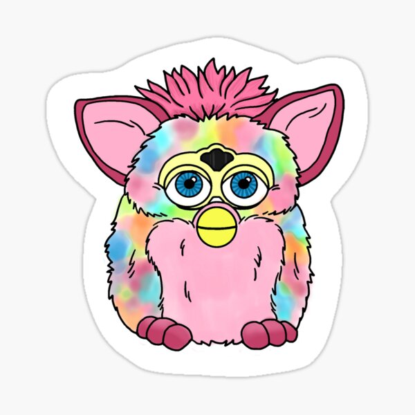 Vista previa del artículo con la obra «Pegatina Furby.», diseñado y vendido por Swish & Scribble.