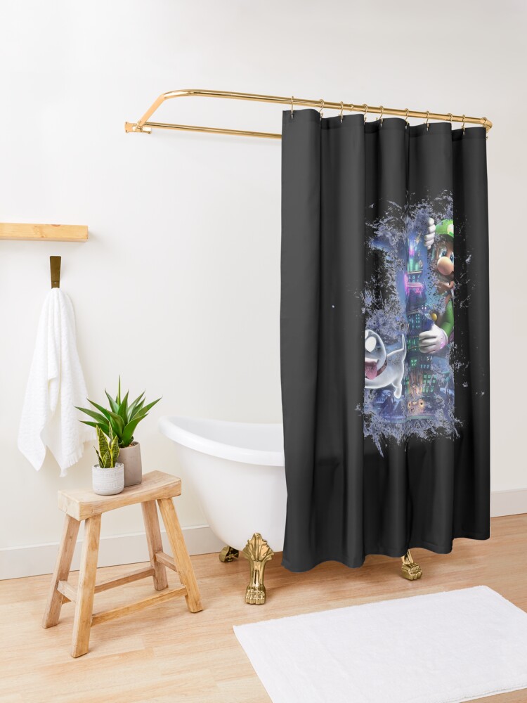 Alternate view of Luigi's Mansion 3 Design - Colored Shower Curtain