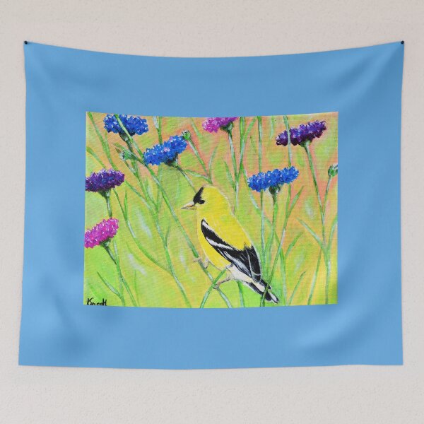 Item preview, Goldfinch in Wildflowers Painting designed and sold by Art by Kirsten Sneath.