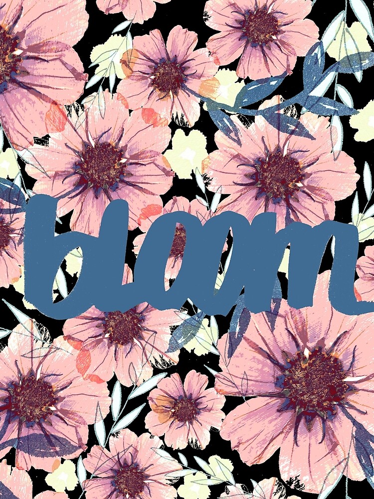 Romantik Blümiger Muster grau, rosa, blau von RanitasArt