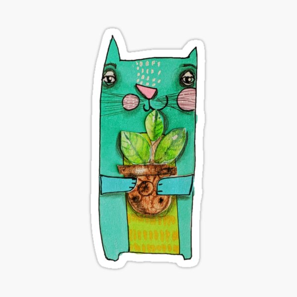 Aqua Cat Sticker
