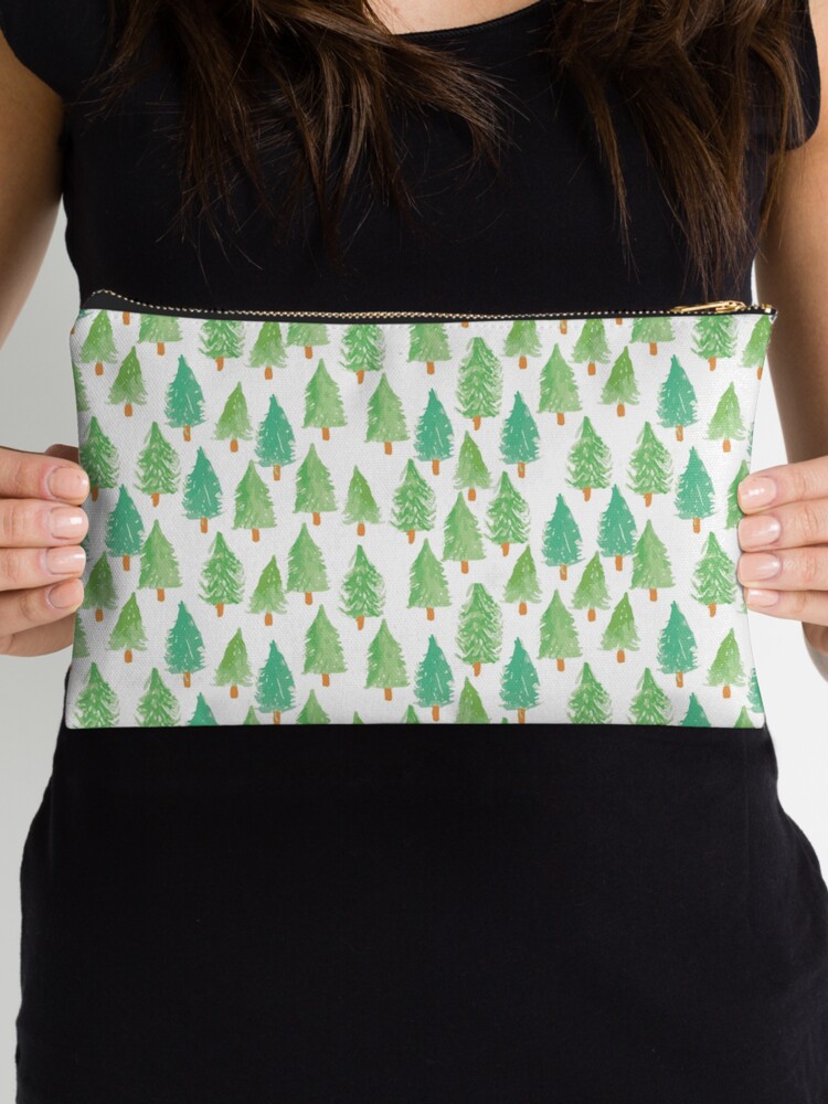 Zipper Pouch, Watercolor Christmas Trees  designed and sold by Harpley Design Studio