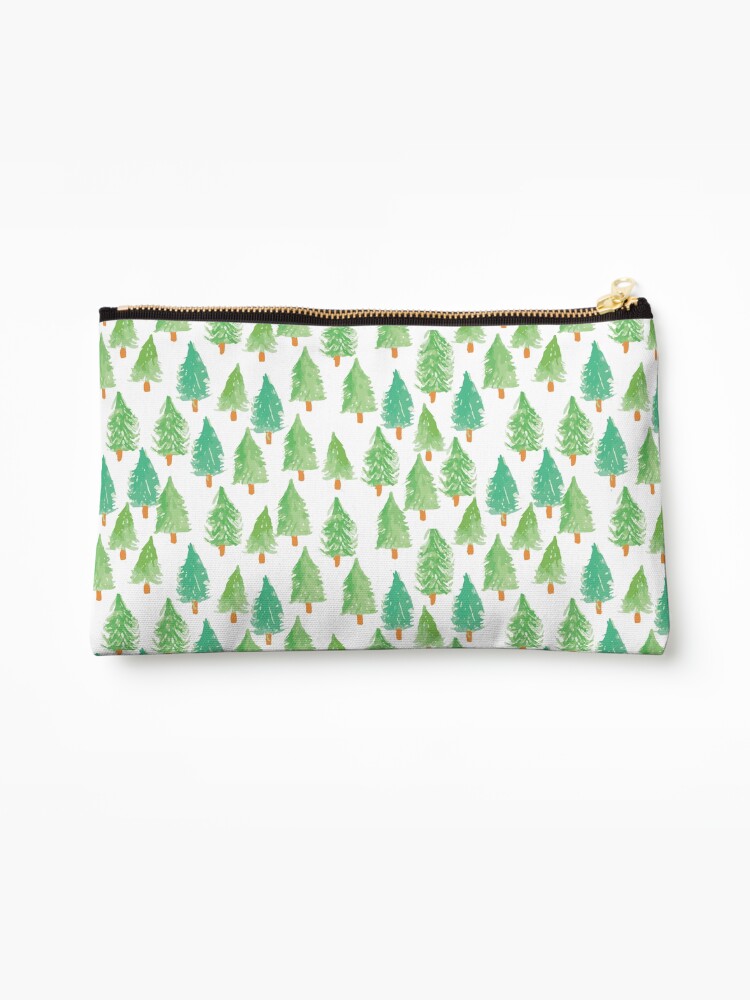 Thumbnail 1 of 4, Zipper Pouch, Watercolor Christmas Trees designed and sold by Harpleydesign.
