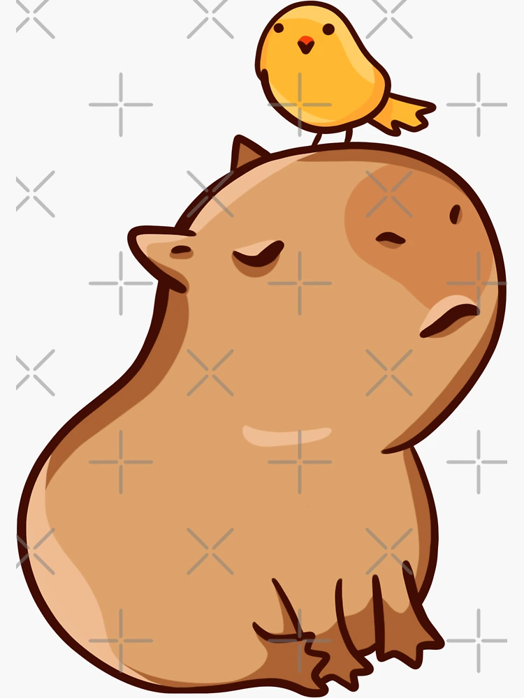 Capybara with a leaf, eat your greens! Sticker for Sale by manydoodles