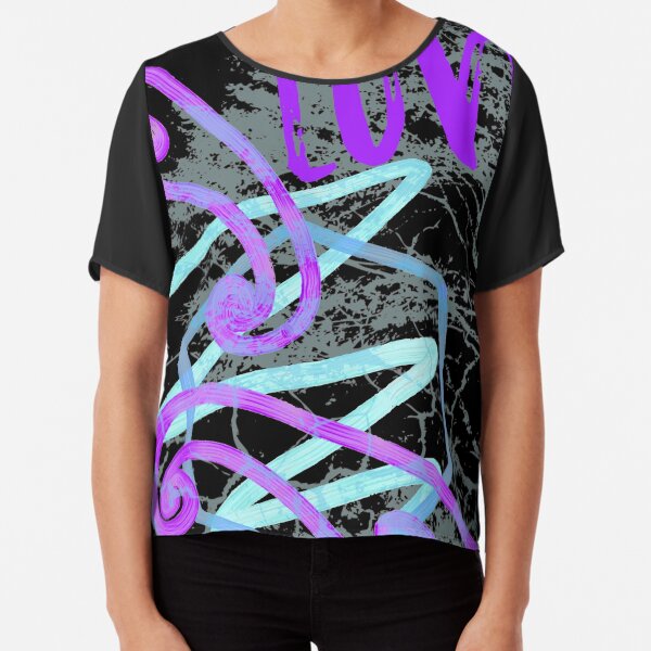 Love Abstract Art Graphic | Vintage Artistic Gift for Arts Lover Chiffon Top