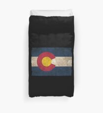 Old and Worn Distressed Vintage Flag of Colorado Duvet Cover