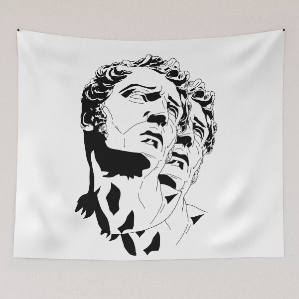 Item preview, Double Statue Portrait | Blackwork Illustration designed and sold by LeadBlackLines.