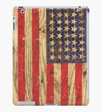 Vintage Patriotic American Flag on Old Wood Grain iPad Case/Skin