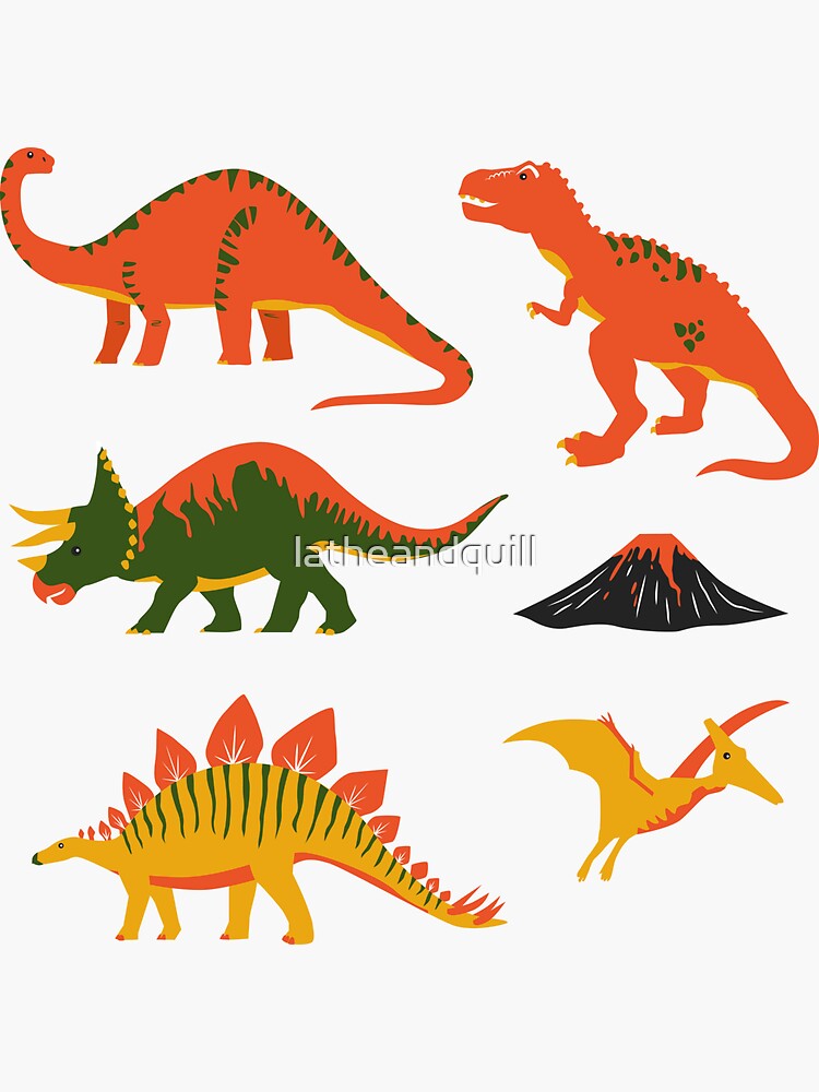 Jurassic Dinosaur in Blue + Red by latheandquill