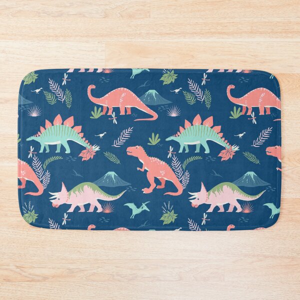 Item preview, Jurassic Dinosaur in Blue + Coral designed and sold by latheandquill.