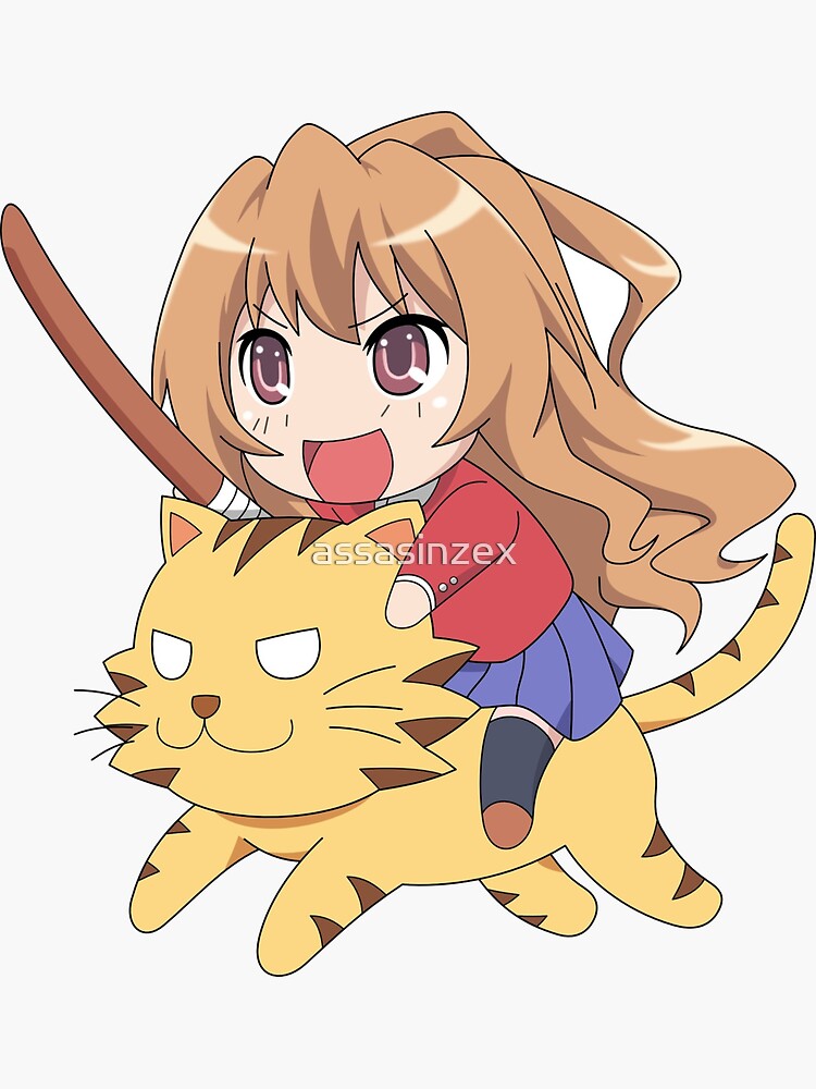 Alexiss Toradora Taiga Aisaka Palmtop Tiger Exciting Sticker for Phone,  Laptop, Skateboard, Car Multicolor Pack 4 Pcs Size 3inch