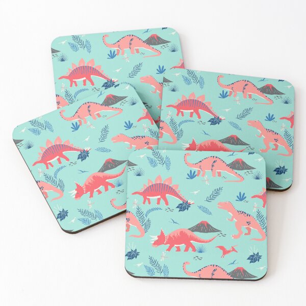 Item preview, Dinosaurios Jurásicos en Turquesa + Coral designed and sold by latheandquill.