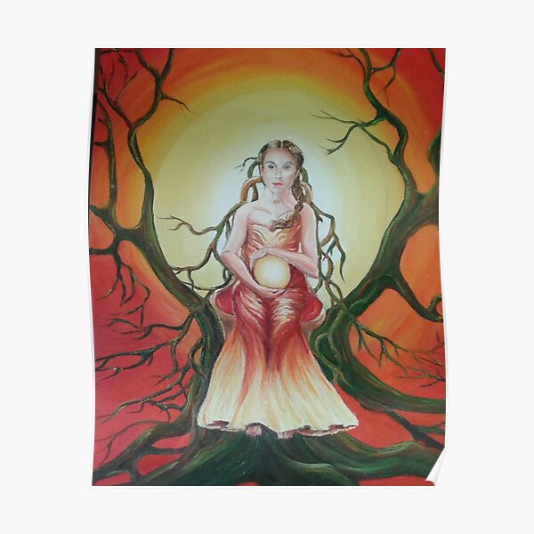 Spiritual woman with crystal ball Poster