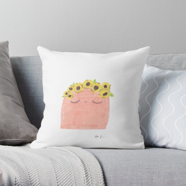 Sunflower Crown Blob Throw Pillow