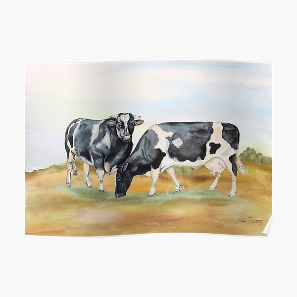 Farm Animals In The Pasture-Cows Poster
