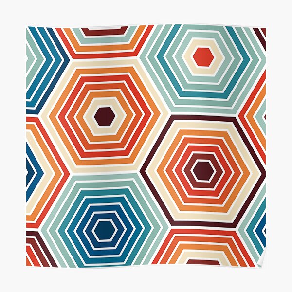 Seamless Hexagon Geometric Pattern Poster