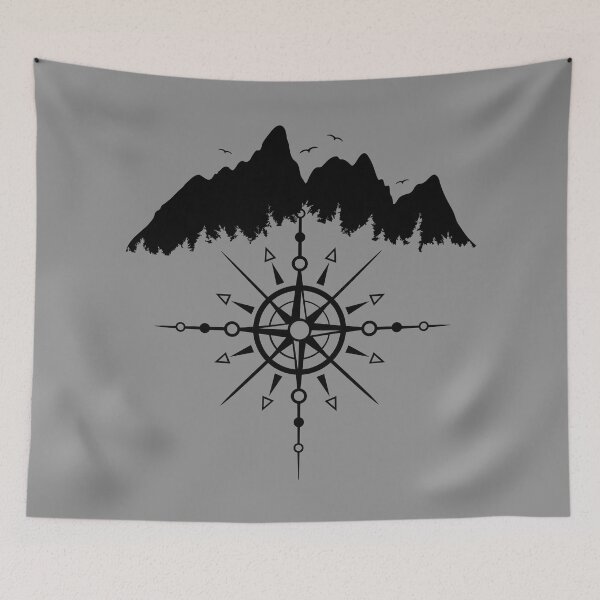 Item preview, Mountains Silhouette Forest Sun Totem Wind Rose designed and sold by Christine Krahl.