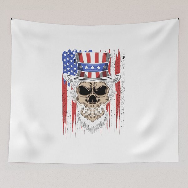 Item preview, Uncle Sam Skull 4th Of July Patriotic U.S Flag designed and sold by CrayzeeTeesUSA.