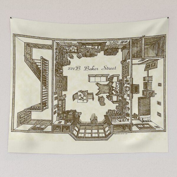 Item preview, Sherlock Holmes - 221B Baker Street Vintage Floorplan designed and sold by CrimeLab.