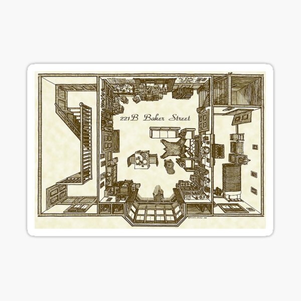 Item preview, Sherlock Holmes - 221B Baker Street Vintage Floorplan designed and sold by CrimeLab.