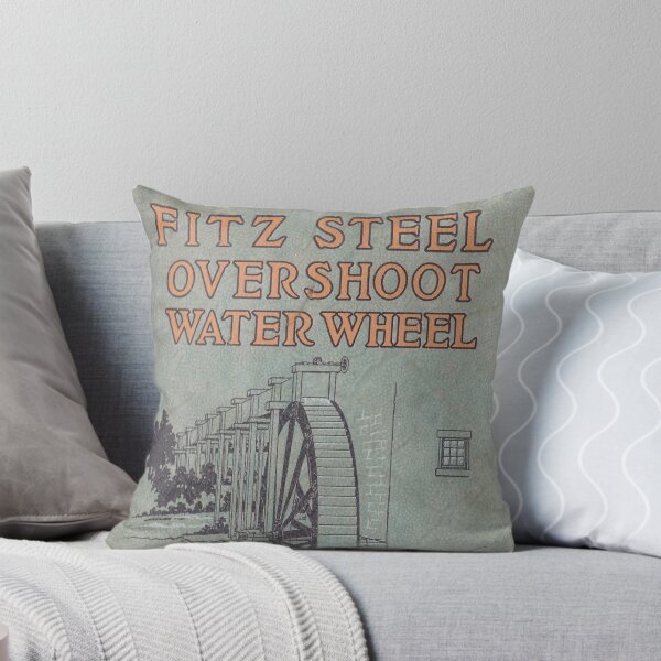Vintage Water Wheel Catalog Cover Throw Pillow