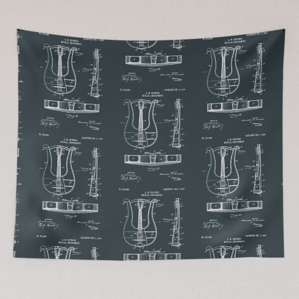 Item preview, Patent Prints Art - 1906 Lyre Stringed Musical Instrument designed and sold by MadebyDesign.