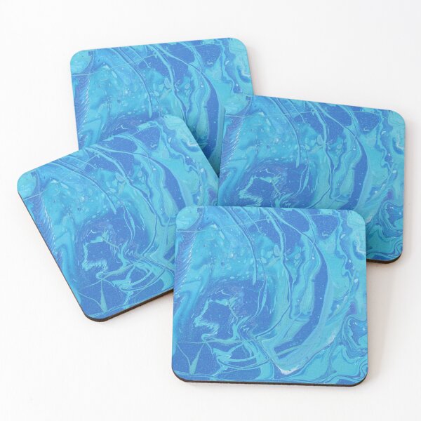 Item preview, Blue Fluid Art Acrylic Pour Art Beach Waves Inspired designed and sold by ArtbyJanaye.