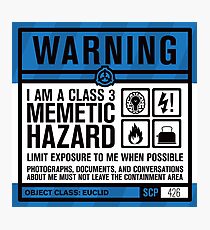 SCP 426 Warning Sign Photographic Print