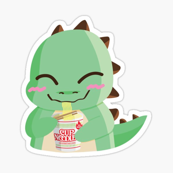 "Dinosaur Eats Noodle" Sticker by clairesum Redbubble
