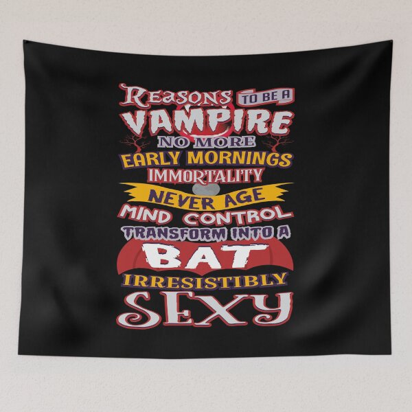 Item preview, Reasons To Be A Vampire No Early Mornings Never Age | Halloween Design designed and sold by Dancing Dolphin Crafts.